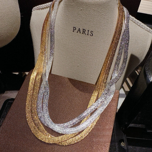 Collier ras du <span class=keywords><strong>cou</strong></span> italien en forme d'arête <span class=keywords><strong>de</strong></span> poisson, chaîne scintillante à facettes, or et argent, <span class=keywords><strong>pour</strong></span> femme - Product Image 1