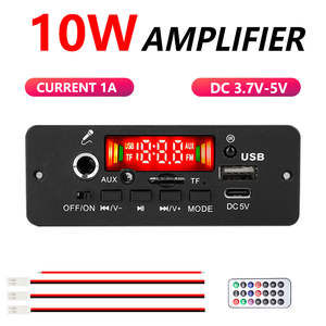5.0 मिनी प्लास्टिक एम्पलीफायर बोर्ड mp3 डिकोडर मॉड्यूल usb tf x fm रेडियो माइक के नेतृत्व वाले रिमोट डीसी 3.7v-5v diy स्पीकर कार कार - Product Image 6