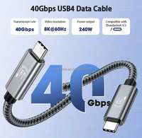 Câble de données Type-C USB C vers USB C 8K 60Hz pour projection d'écran portable, USB 3.2 haute vitesse 40 Gbit/s, double extrémité, charge rapide 240W 5A