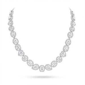 <b>Top</b> Selling White Gold Diamond Mix-Match Halo Symphony Necklace Luxury Women's <b>Wedding</b> Jewelry - Product Image 1