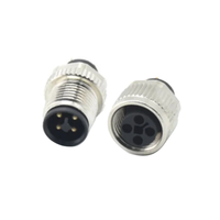 Connecteur M12 électrique 4 broches, code T, pour soudage, contact PCB, montage sur panneau, signal mâle/femelle, avec capuchon de protection, câble M12