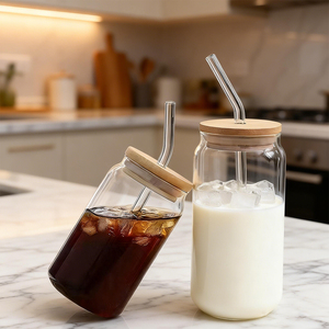 CnGlass Factory Direct High Quality Clear Can Shaped <strong>Beer</strong> Sublimation Borosilicate <strong>Beer</strong> Glass Cocktail <strong>Bottle</strong> With Bamboo Lid - Product Image 6