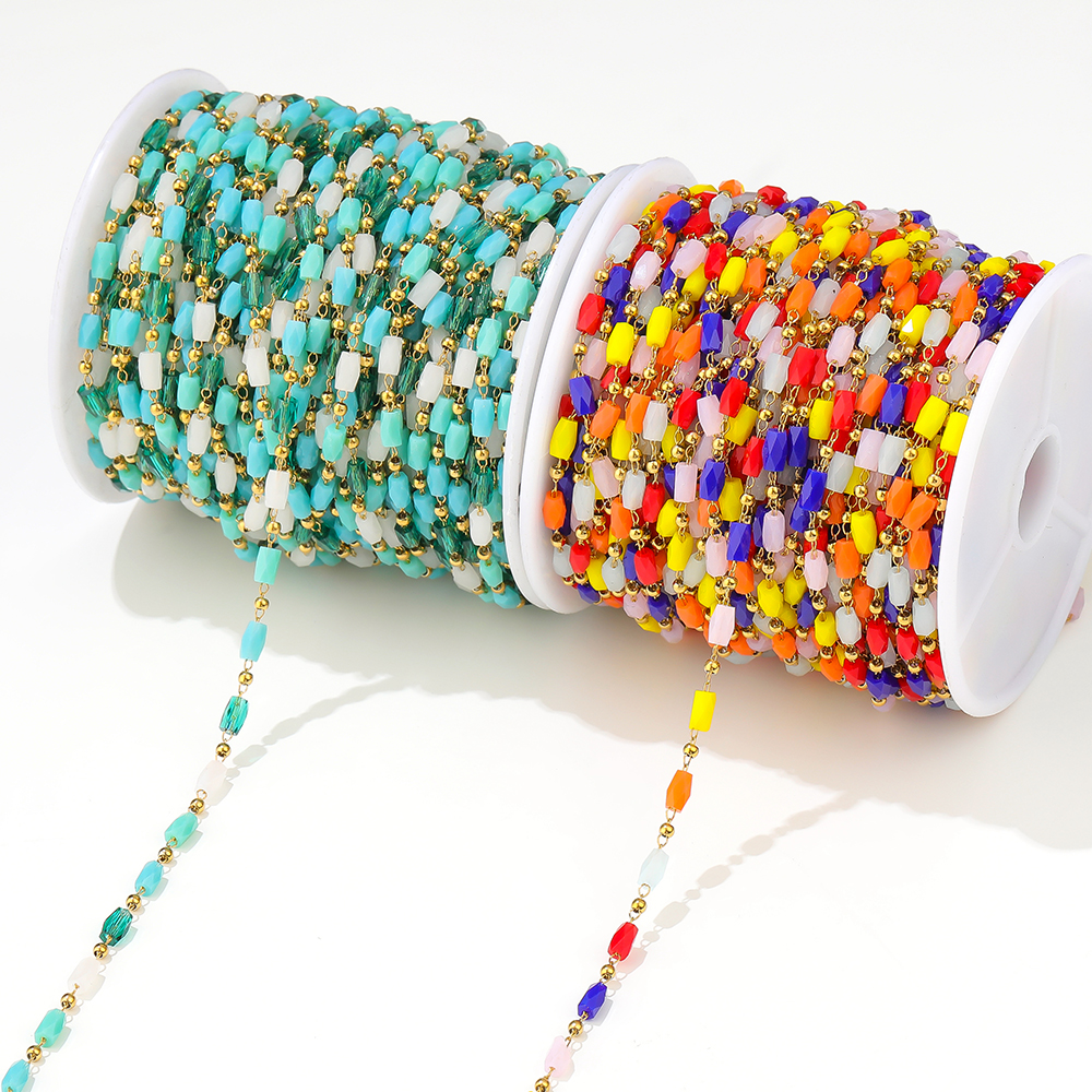 Wholesale Hot Selling 18k Gold Plated Bead Chain Crystal Chain Bracelet Necklace Bulk Chain for Jewelry Making