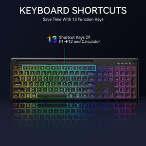 Ensemble <span class=keywords><strong>clavier</strong></span> et <span class=keywords><strong>souris</strong></span> sans fil 2,4 G avec fente pour téléphone/tablette, rétroéclairage RVB, rechargeable, excellent rapport qualité-prix - Product Image 4