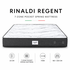 Matelas à ressorts ensachés Rinaldi REGENT 20 cm extra ferme 7 zones avec mousse à mémoire de forme de 2 cm, design moderne respirant, Italie - Product Image 2