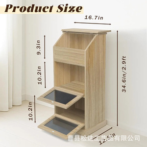 Wooden storage rack, cross-border creative home kitchen floor-<b>standing</b> <b>vegetable</b> storage rack, solid wood multi-layer fruit - Product Image 4