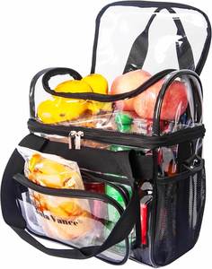 Stadium Approved Double Decker Crossbody <b>Transparent</b> PVC Lunch Tote <b>Makeup</b> Travel Organizer <b>Bag</b> Sport Event Concert Zipper - Product Image 4