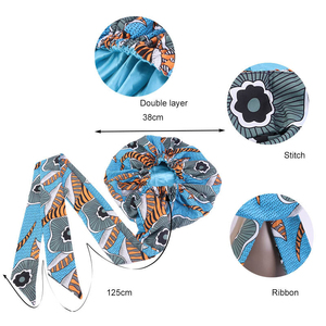 Turban en Satin de soie à longue cravate, imprimé réutilisable, couverture de cheveux de <span class=keywords><strong>chimiothérapie</strong></span>, Bonnet de bain Floral, <span class=keywords><strong>Bandana</strong></span> enveloppant Musulman africain - Product Image 2
