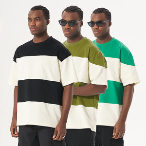 Camisetas de Algodón a Rayas de Alta Calidad para Hombre, Estilo Casual, con Parches, para Logotipo Personalizado - Product Image 1