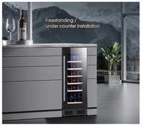 Cave à vin de luxe 450L à double zone avec compresseur, éclairage LED, capacité 90 bouteilles, écran tactile et dégivrage semi-automatique