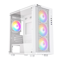 PC durumda M-ATX orta kule temperli cam beyaz renk yatay oyun bilgisayarı vaka