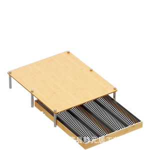 Base de machine à café en bois massif avec plateau coulissant pour le rangement des dosettes et l'organisation des appareils - Product Image 5