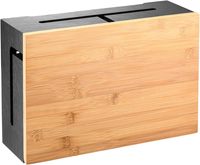 Boîte de gestion des câbles avec couvercle magnétique en bambou Boîte de rangement pour câbles en bambou Boîte de gestion des prises avec couvercle pour bureau à domicile