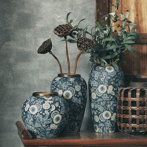 Vaso di porcellana in ceramica a bocca dorata <span class=keywords><strong>bianco</strong></span> <span class=keywords><strong>bianco</strong></span> blu stile cinese Vintage controsoffitto porta fiori Jingdezhen - Product Image 5