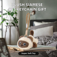 Porte-clés en peluche chat siamois brodé, jouet anti-stress mignon et kawaii, cadeau d'anniversaire, jouets en peluche personnalisés