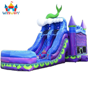 Château gonflable commercial Thème Sirène avec toboggan double piste et zone de saut, toboggan personnalisé pour fêtes - Product Image 6