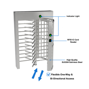 Tourniquet de sécurité anti-poursuite à double voie pour contrôle d'accès par carte RFID, portique rotatif pleine hauteur pour contrôle des piétons - Product Image 2