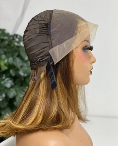 Lutin-perruque Bob lisse Blonde à reflets, coupe Pixie, cheveux naturels blonds, sans perte, cheveux bruts - Product Image 5