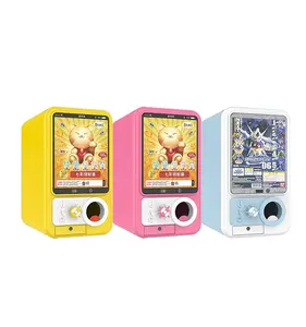 Children game White color Gacha Gashapon vending machine with advertising screen outdoor