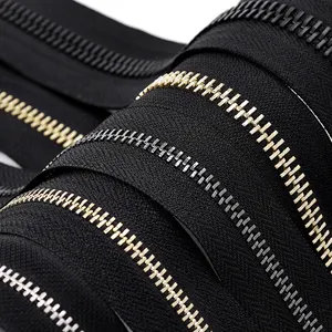 Long Chain Plated Black Nickel Brass gun Metal zippers for clothes jacket cremallera Different Color Teeth Tape zipper metal