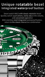 <span class=keywords><strong>2022</strong></span>ผู้ชายธุรกิจฟิตเนสสายโลหะสแตนเลส Aw12 Smartwatch รอบรูปร่างนาฬิกาสมาร์ทรอบหน้าปัด - Product Image 6