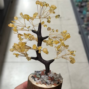 Nuovi arrivi 2025 moda decorazione per la casa in pietra con vaso di fiori in legno, Multi colore 7 <span class=keywords><strong>Chakra</strong></span> di cristallo denaro albero per la vendita - Product Image 2