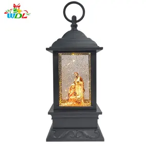 Resin Europe Spinning Lantern Noel Acrylic Nativity Lighted Jesus Birth Holy Family Ornaments Snow Globe Christmas Lantern