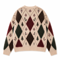 Pull tricoté personnalisé ODM/OEM pour homme, motif Argyle de Noël, flocon de neige, sapin, houx, anti-plis, anti-rétrécissement