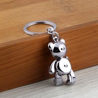 Porte-clés en métal brillant, adorable mini-ours en peluche 3D avec jambes et mains mobiles, souvenir populaire