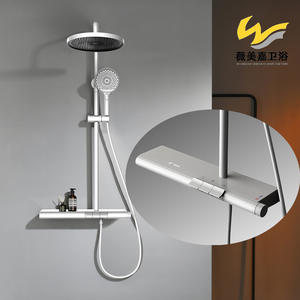 Ensemble de pomme de douche à jet de pluie en cuivre massif brossé gris anthracite Vimijia, robinets mélangeurs chaud-froid, douche de bain - Product Image 2