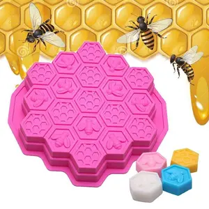19 célula molde de pente de mel de abelha, abelha, silicone, panela, molde, gelatina, chocolate, decoração de bolo diy