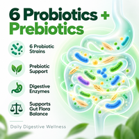 Capsules de Probiotiques Marque Blanche OEM/ODM Enzymes Prébiotiques Thé Vert Cayenne Complément Alimentaire Nutrition Digestive Vente en Gros Usine