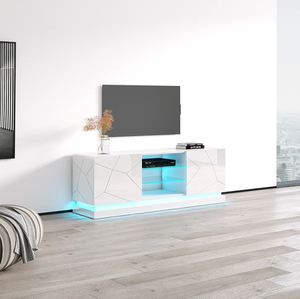 LEDライト付き高光沢<span class=keywords><strong>TV</strong></span>スタンドモダンでユニークな現代的なデザインエンターテインメントセンターフラットパック<span class=keywords><strong>TV</strong></span>キャビネット - Product Image 3