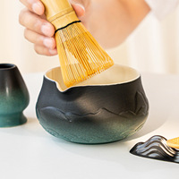 Astief – Ensemble Cadeau de Cérémonie du Thé Matcha avec Bol en Céramique Dégradé Personnalisable et Accessoires, Boîte Cadeau Incluse