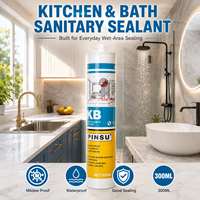 PINSU-KB Scellant d'étanchéité imperméable pour les bords des éviers, des cuvettes et des douches, adhésif silicone résistant à la moisissure, 300 ml