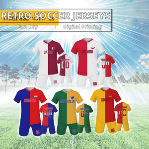 เสื้อฟุตบอลย้อนยุคสไตล์คลาสสิคจากโปรตุเกส ฝรั่งเศส อาร์เจนตินา เยอรมนี เม็กซิโก ขายส่ง มีสินค้าในสต็อก แขนสั้น 100% - Product Image 2