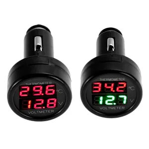 Yike Technology Digital Car USB Voltmeter Thermometer Charger 2 in 1 Battery Monitor Voltage Temperature Meter