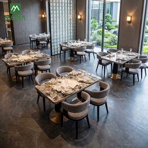 Meubles de restaurant commerciaux personnalisés, <span class=keywords><strong>chaises</strong></span> en bois massif et table à manger en marbre, solutions pour projets de restaurants d'hôtels haut de gamme - Product Image 2
