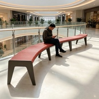 Banc en acier et bois sur mesure, design irrégulier, moderne, pour centre commercial, chaise longue, mobilier de parc extérieur, siège d'attente