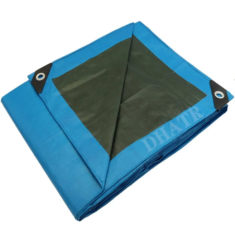 Blue Waterproof Sun Resistant PE Tarpaulin With UV Treated Plastic Fabric Canvas Poly Tarp For Truck Trailer Cover Awning