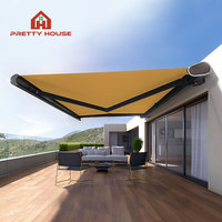 Toldo Retráctil Eléctrico de Alta Resistencia para Exteriores, Diseño de Brazo Plegable con Casete Completo, Motorizado, Control Remoto, Luz LED, 15 Años de Garantía