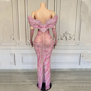 Novance Y4857 Abbigliamento Donna Estate 2025 Lussuosi Abiti da Sera <span class=keywords><strong>con</strong></span> Spalle Scoperte e <span class=keywords><strong>Guanti</strong></span> <span class=keywords><strong>Vestito</strong></span> Lungo Scintillante <span class=keywords><strong>con</strong></span> Diamanti - Product Image 3