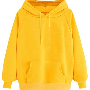 Sweat-shirt à capuche jaune personnalisé en gros, vierge, en molleton de coton 310 GSM, manches raglan, coupe oversize, style streetwear, fournisseur - Product Image 1