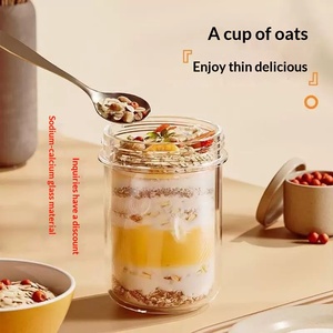 Vaso de Vidrio Sellado Portátil para Desayuno con Cuchara, para Yogur, Avena Nocturna, Ensaladas, Batidos y Cereales - Product Image 2