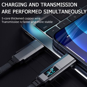 100w 5A Multi-function Braided LED Display 4-in-1 Fast <b>Charging</b> Cable mobile phone USB-C to Type-C charger data cable 1M 1.5M 2M - Product Image 3