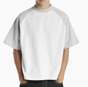T-shirt Homme Personnalisé Coupe Droite Décontractée en Coton Tricoté 300 g/m² 100 % Coton Manches Courtes Uni Brodé Bicolore Contraste de Couleurs - Product Image 4