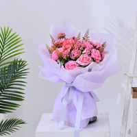Kertas Pembungkus Buket Bunga Sintetis Daur Ulang Anti Air Lapisan PE Dua Sisi Grosir DIY 13 Warna 58x58cm Bahasa Inggris