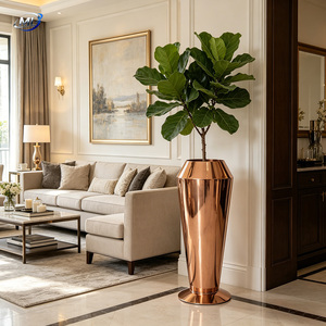 Modern <b>Copper</b> Finish Outdoor Planters <b>Vase</b> for Flower Green Plant Shopping Mall Decor - Product Image 4