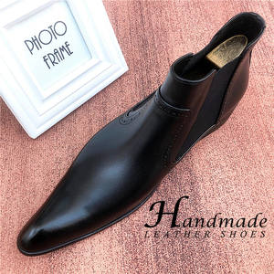 Botas cortas de cuero genuino para hombre, para uso formal de negocios, botas de cuero vacuno de longitud completa, estilo inglés, botas Martin, zapatos de caña alta - Product Image 3