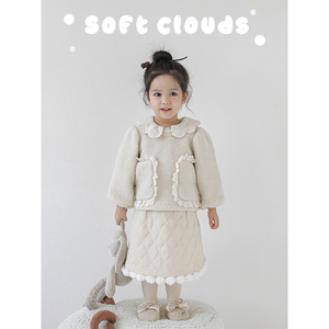 Automne hiver mignon pompon gonflé <span class=keywords><strong>jupe</strong></span> trapèze pour enfants doux Double couche matelassé coton losange <span class=keywords><strong>jupe</strong></span> à carreaux - Product Image 2